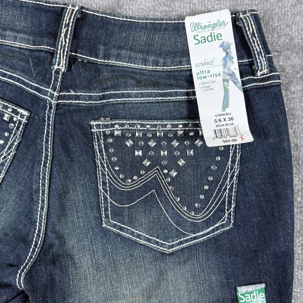 NWT Wrangler Jeans Women's 5/6x36 Blue Denim Bootcut Sadie Ultra‎ Low Rise